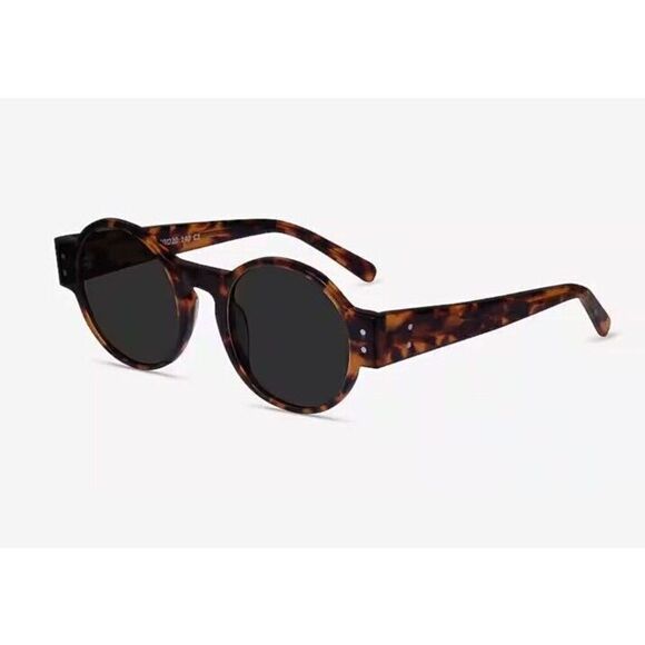 Chantal Tortoise Round Sunglasses Women’s XL  50 20-140 Black Lenses Brown - Picture 1 of 11